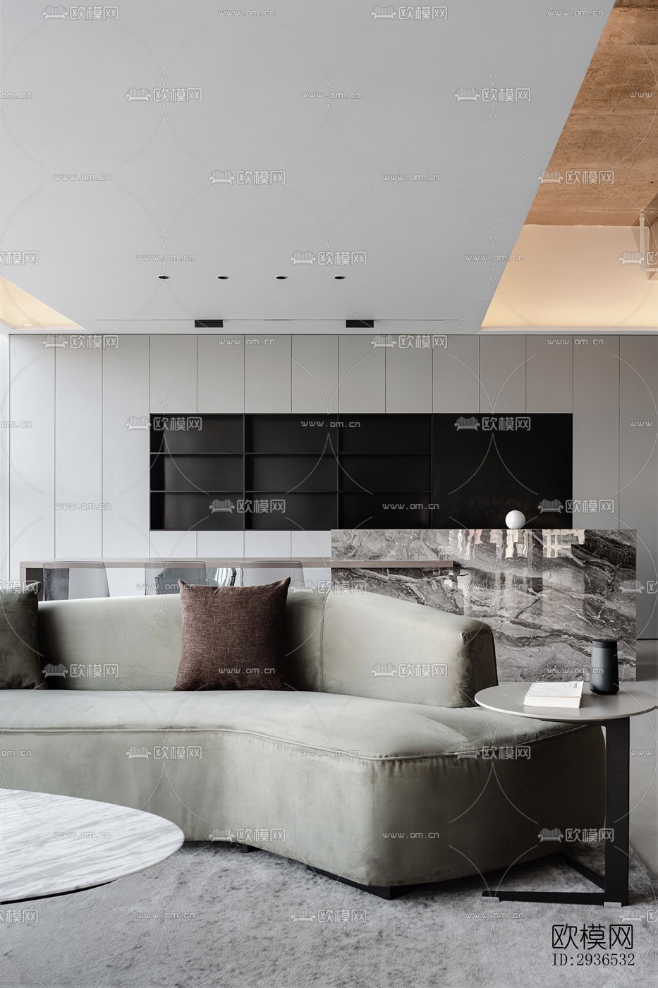 高级灰办公区效果图下载（渲染图8）