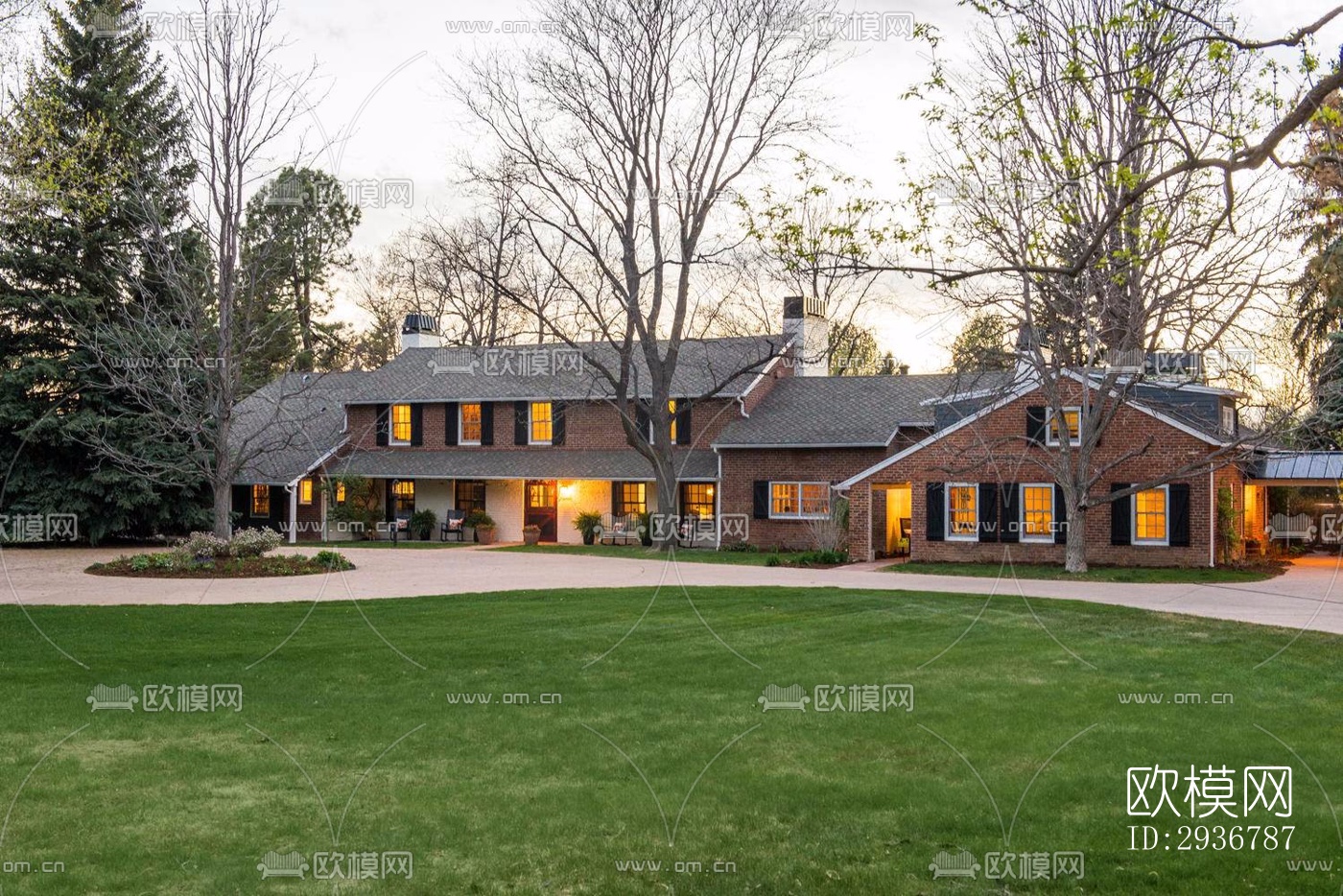 美式居住建筑效果图下载（渲染图11）