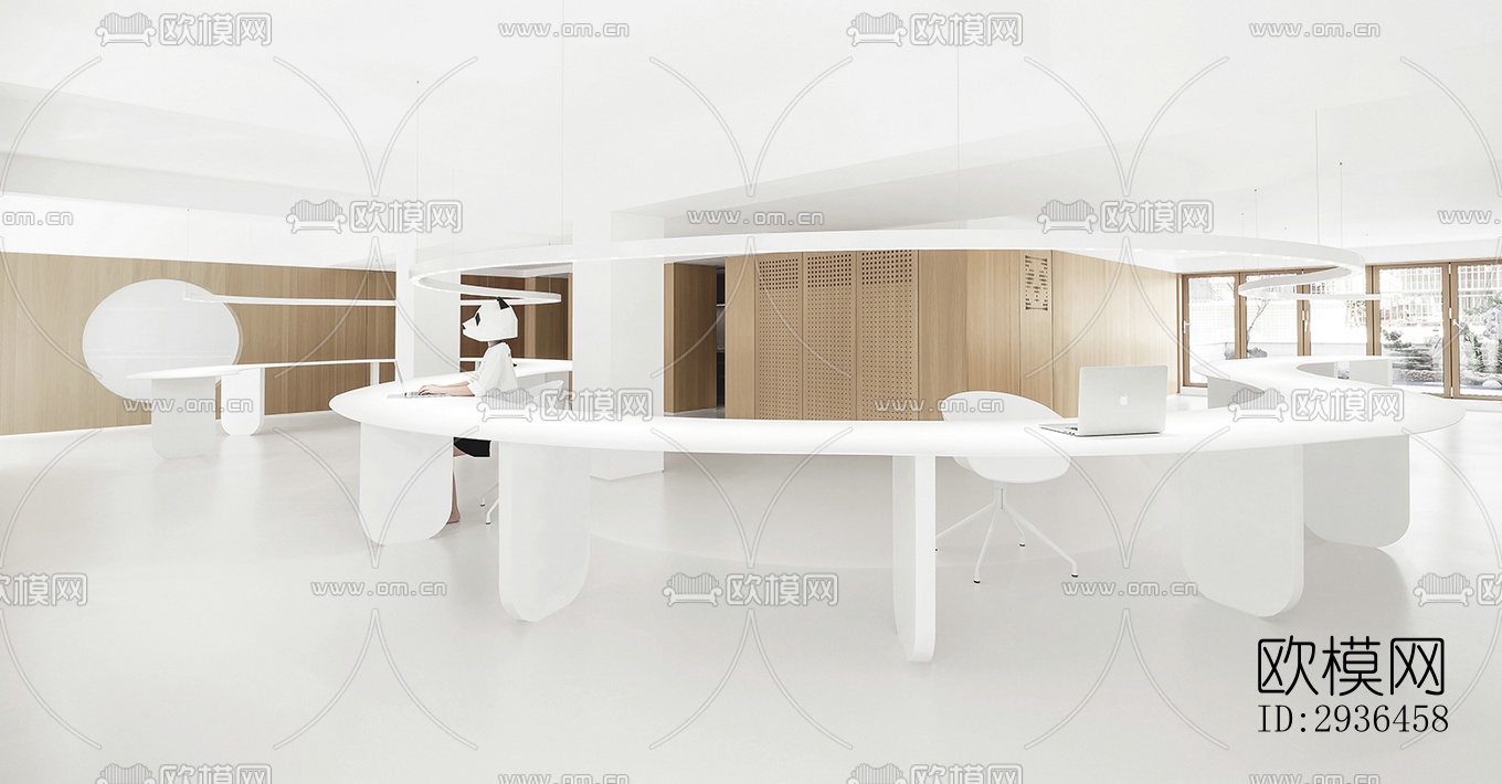 现代办公区效果图下载（渲染图4）
