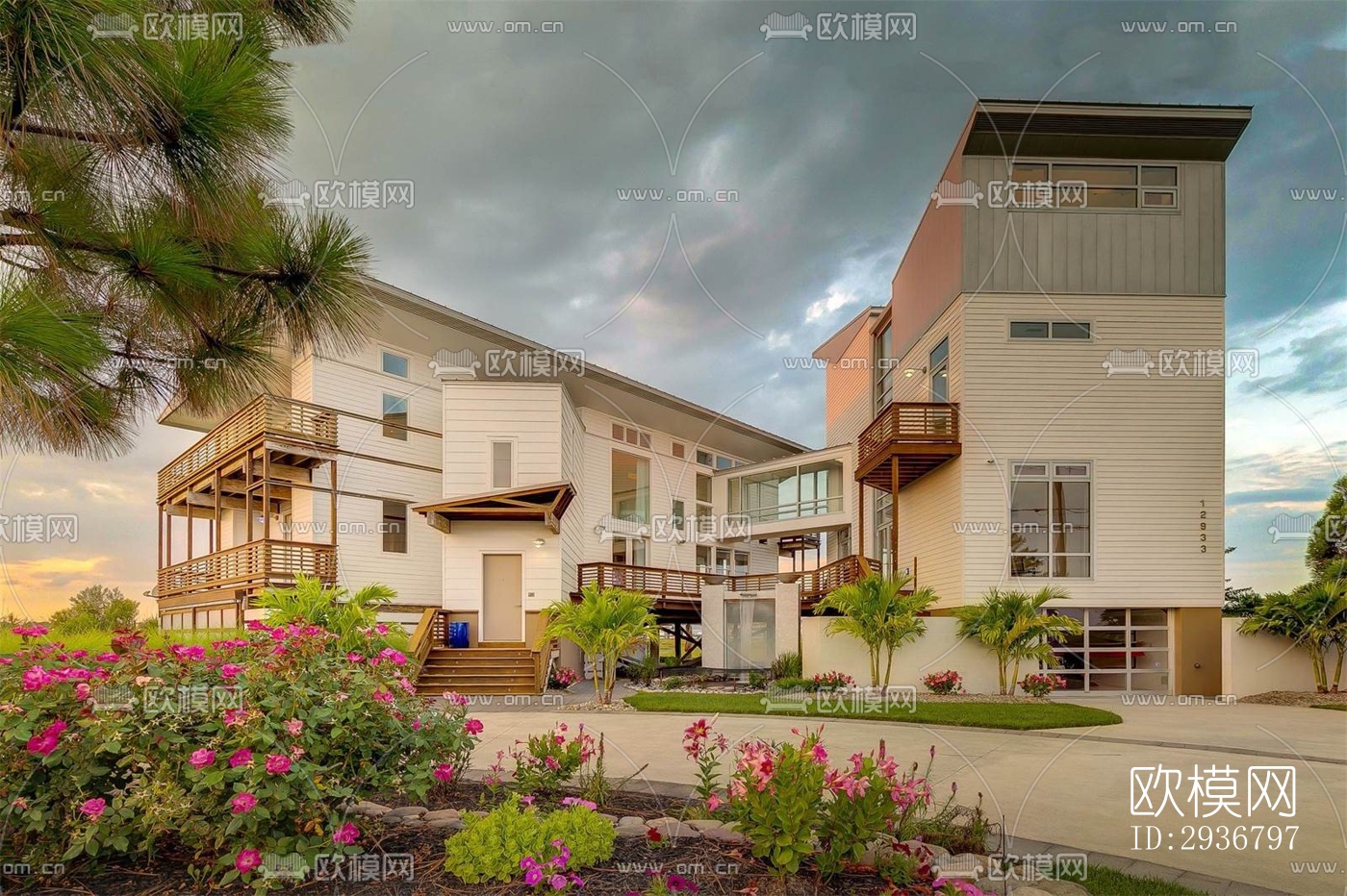 美式居住建筑效果图下载（渲染图10）