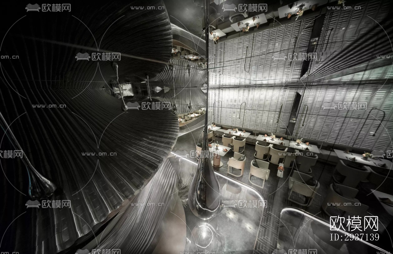 高级灰西餐厅效果图下载（渲染图16）