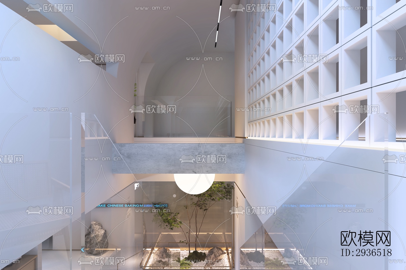 现代办公区效果图下载（渲染图6）