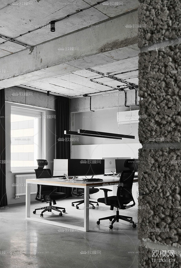 工业风办公区效果图下载（渲染图19）