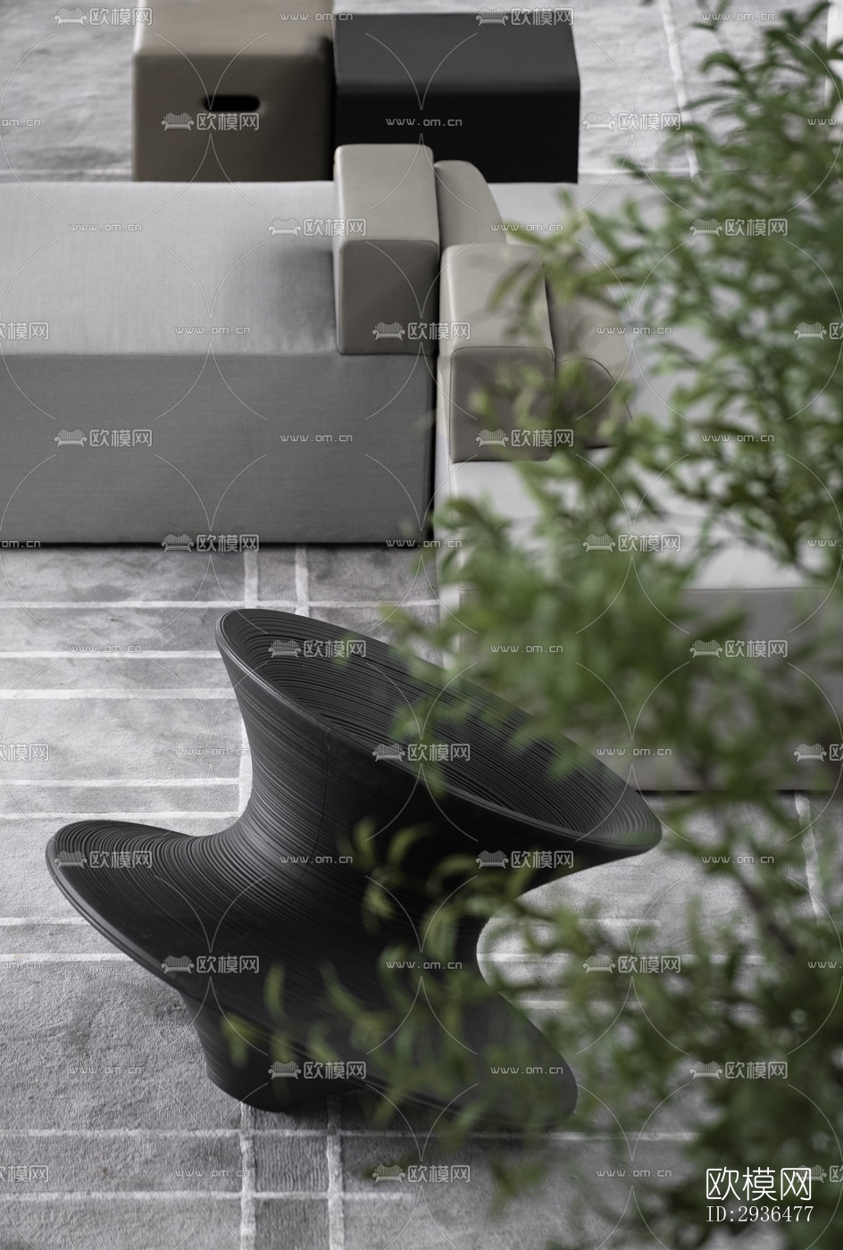 现代办公区效果图下载（渲染图9）