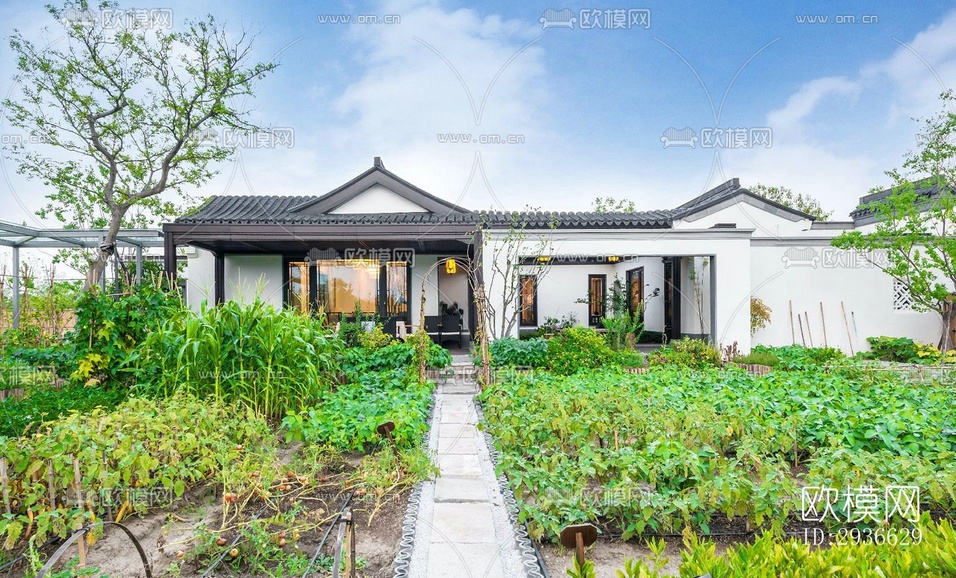新中式居住建筑效果圖下載(渲染圖6)