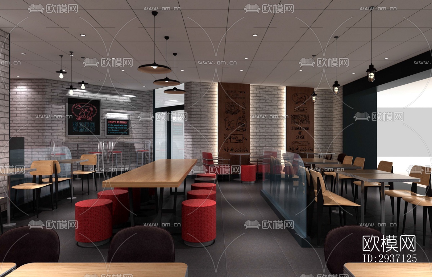 工业风西餐厅效果图下载（渲染图5）