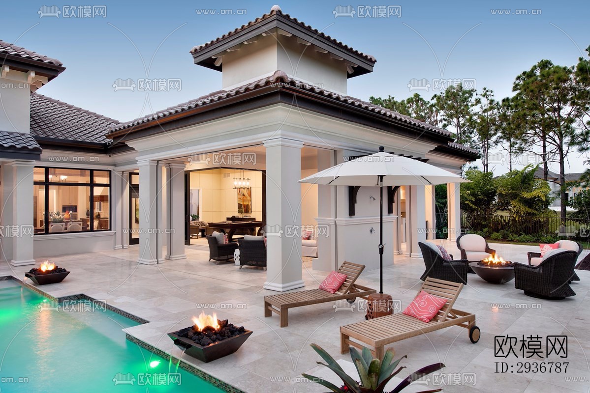 美式居住建筑效果图下载（渲染图7）