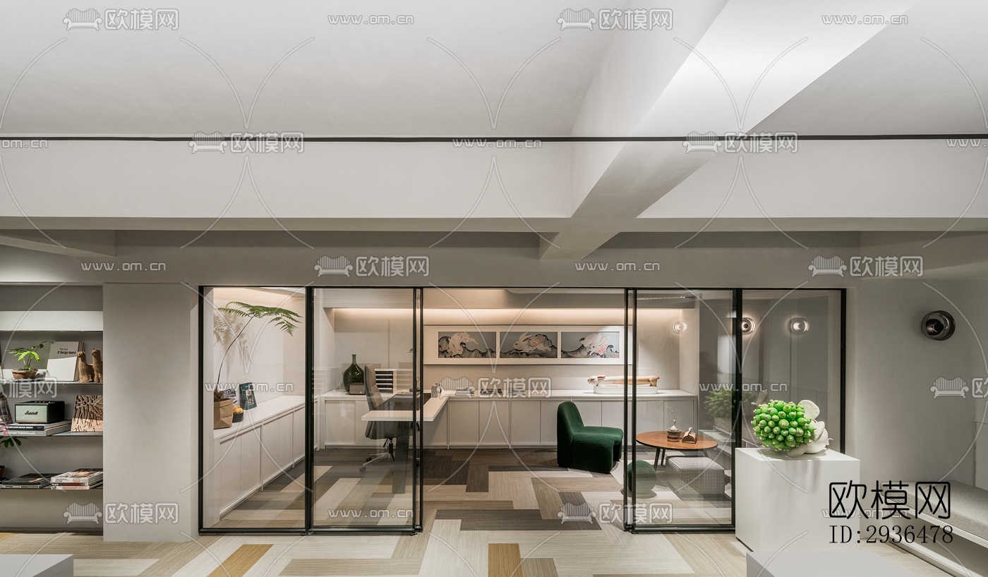 现代办公区效果图下载（渲染图17）