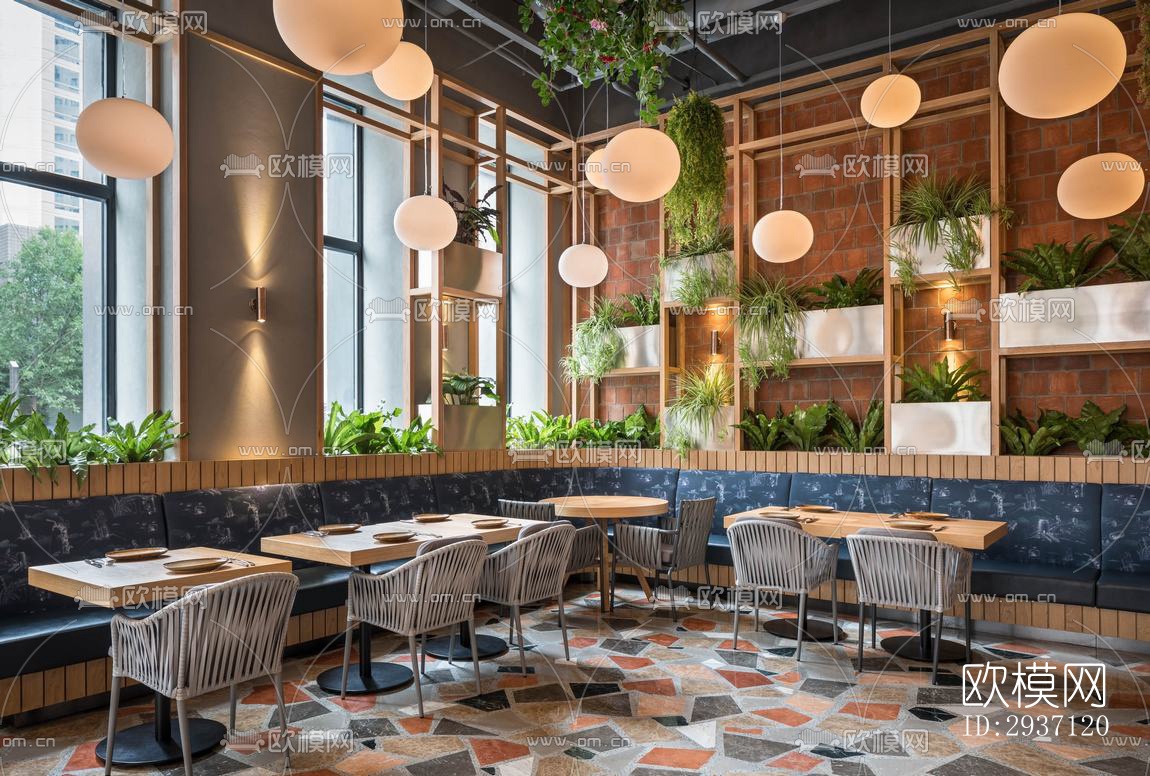 工业风西餐厅效果图下载（渲染图6）