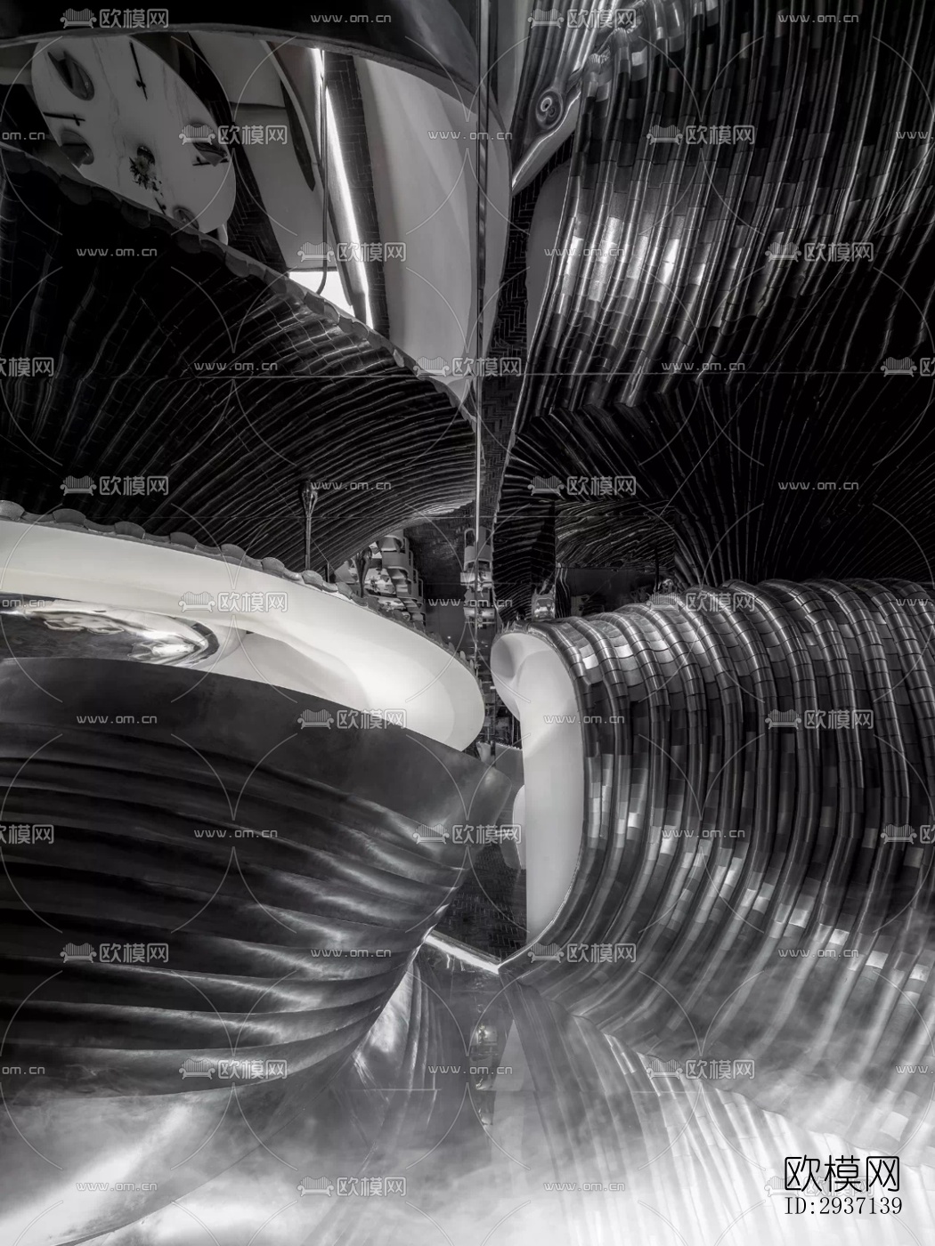 高级灰西餐厅效果图下载（渲染图3）