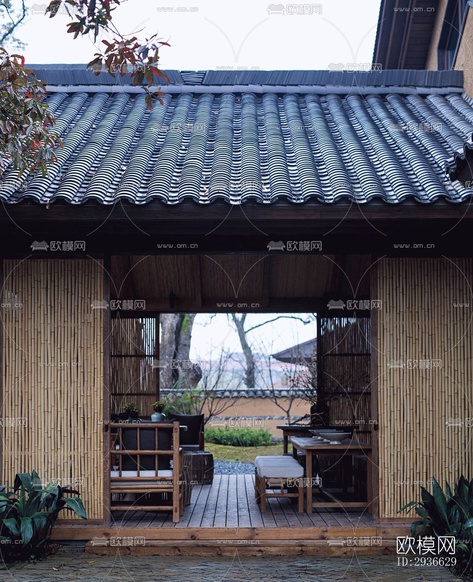 新中式居住建筑效果圖下載(渲染圖8)