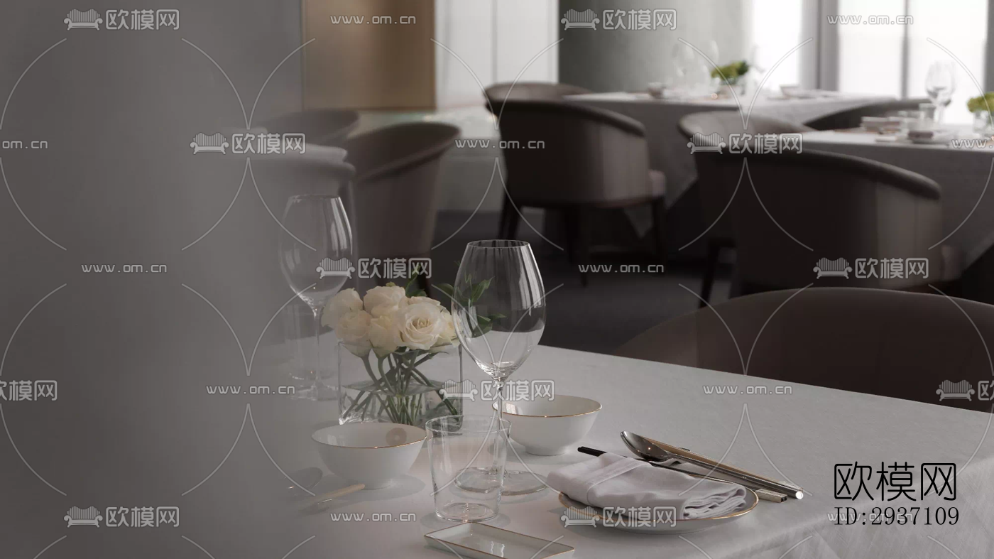 侘寂西餐厅效果图下载（渲染图3）