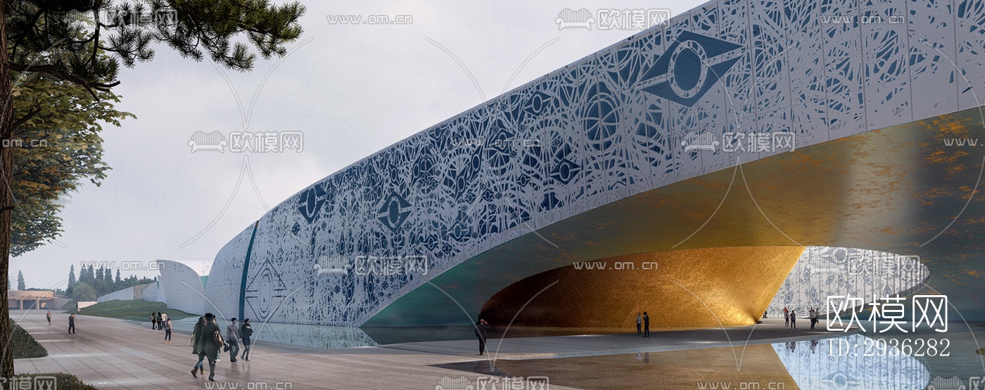 新中式美术博物馆效果图下载（渲染图20）