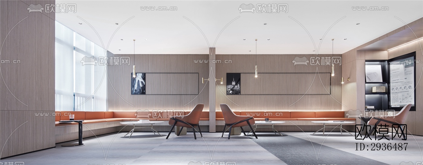 现代办公区效果图下载（渲染图1）