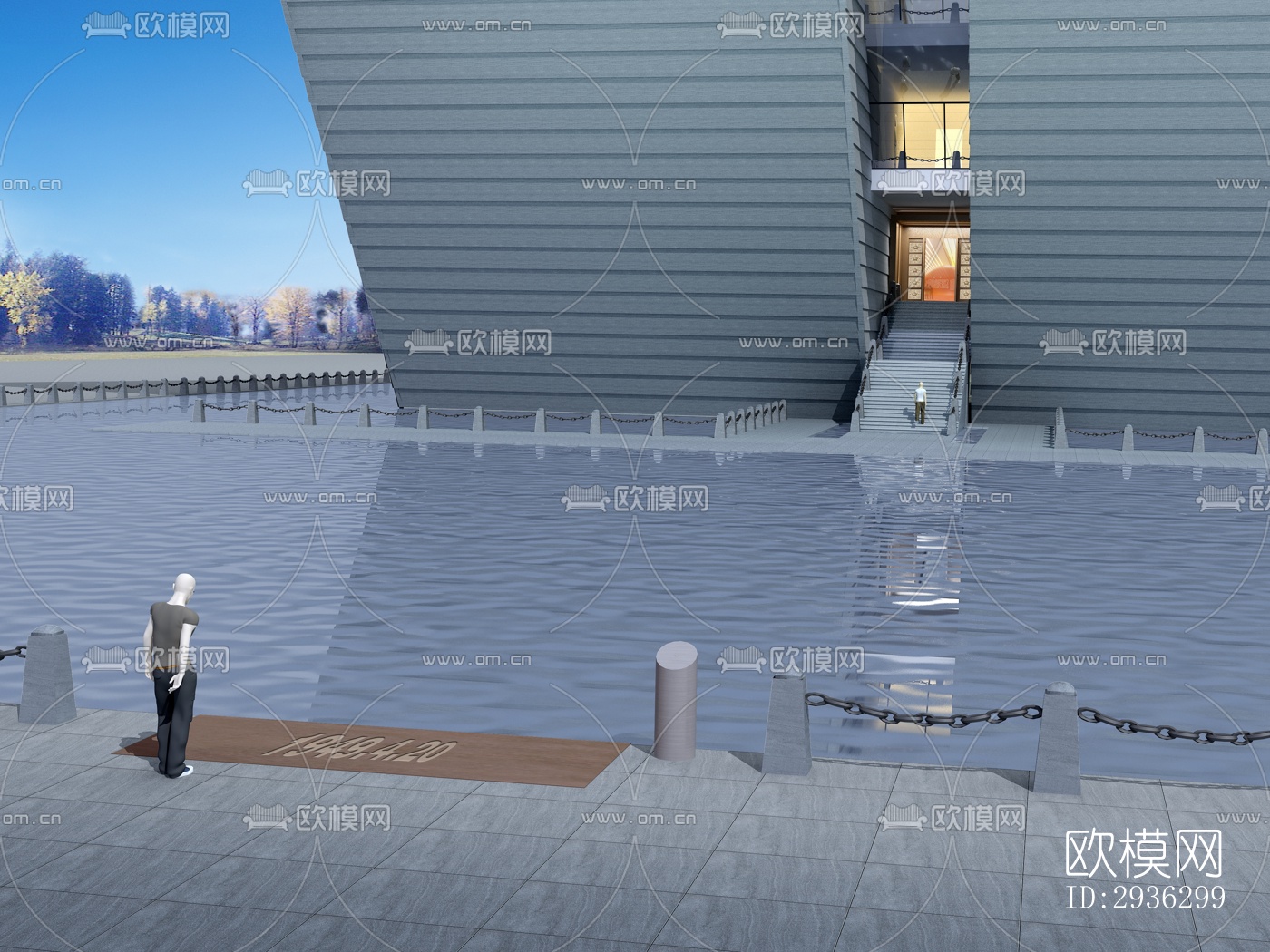 新中式美术博物馆效果图下载（渲染图10）