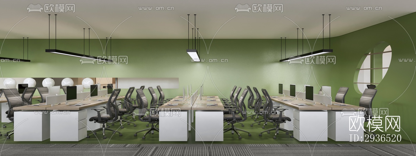 现代办公区效果图下载（渲染图8）