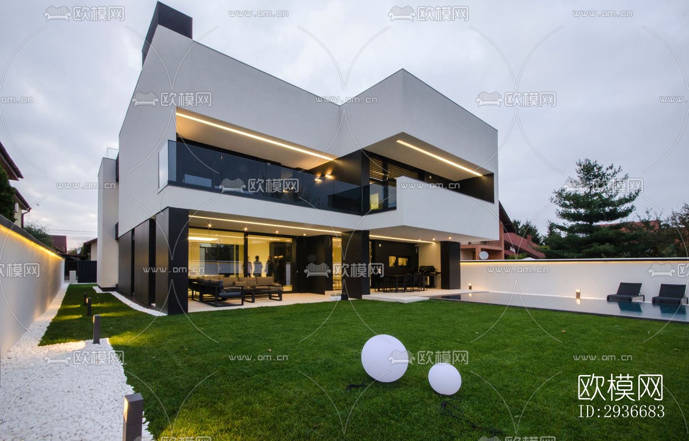 现代居住建筑效果图下载（渲染图1）