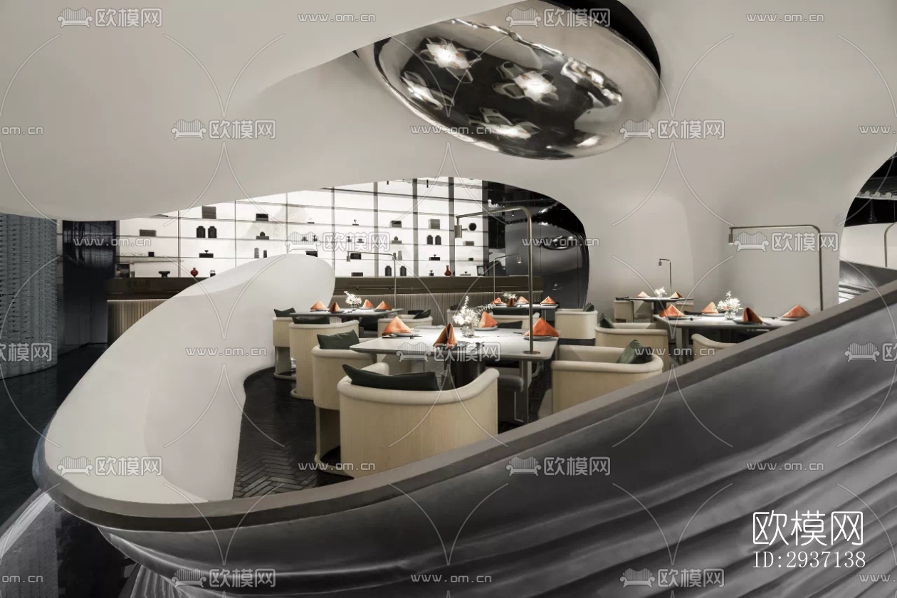 高级灰西餐厅效果图下载（渲染图16）