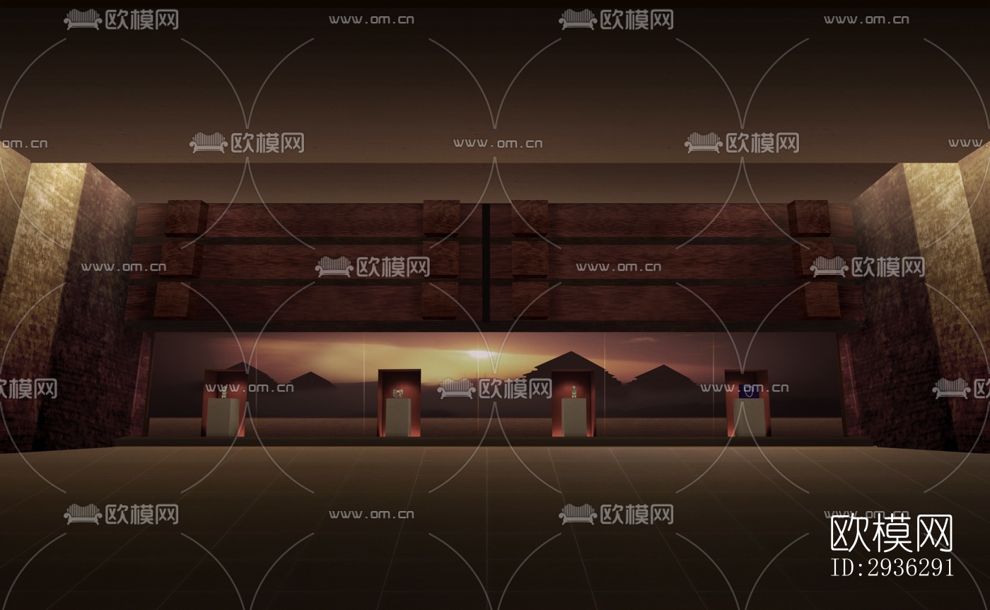 新中式美术博物馆效果图下载（渲染图7）