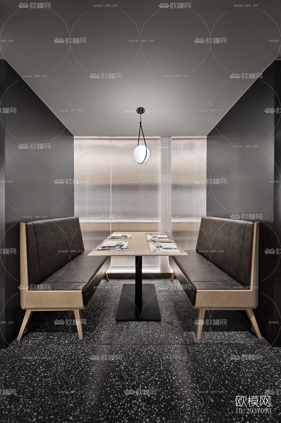 高级灰火锅烤肉效果图下载（渲染图2）