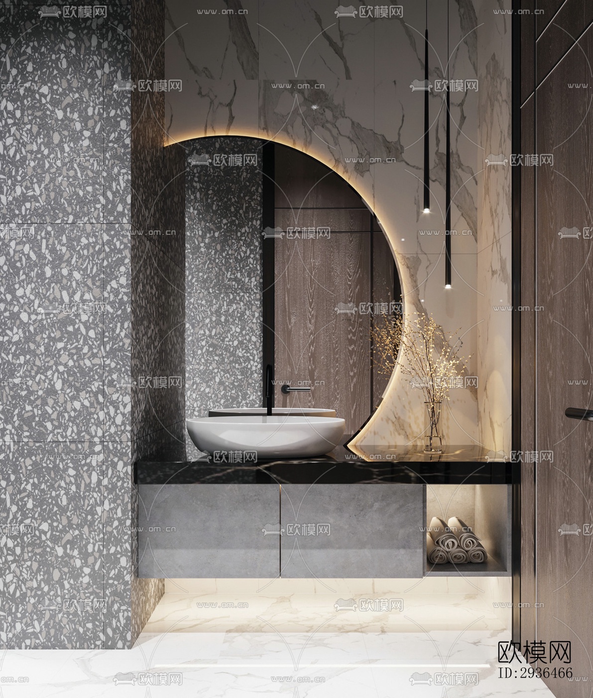 现代办公区效果图下载（渲染图12）