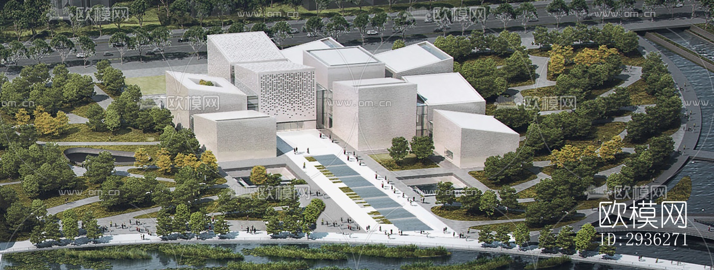 新中式美术博物馆效果图下载（渲染图2）