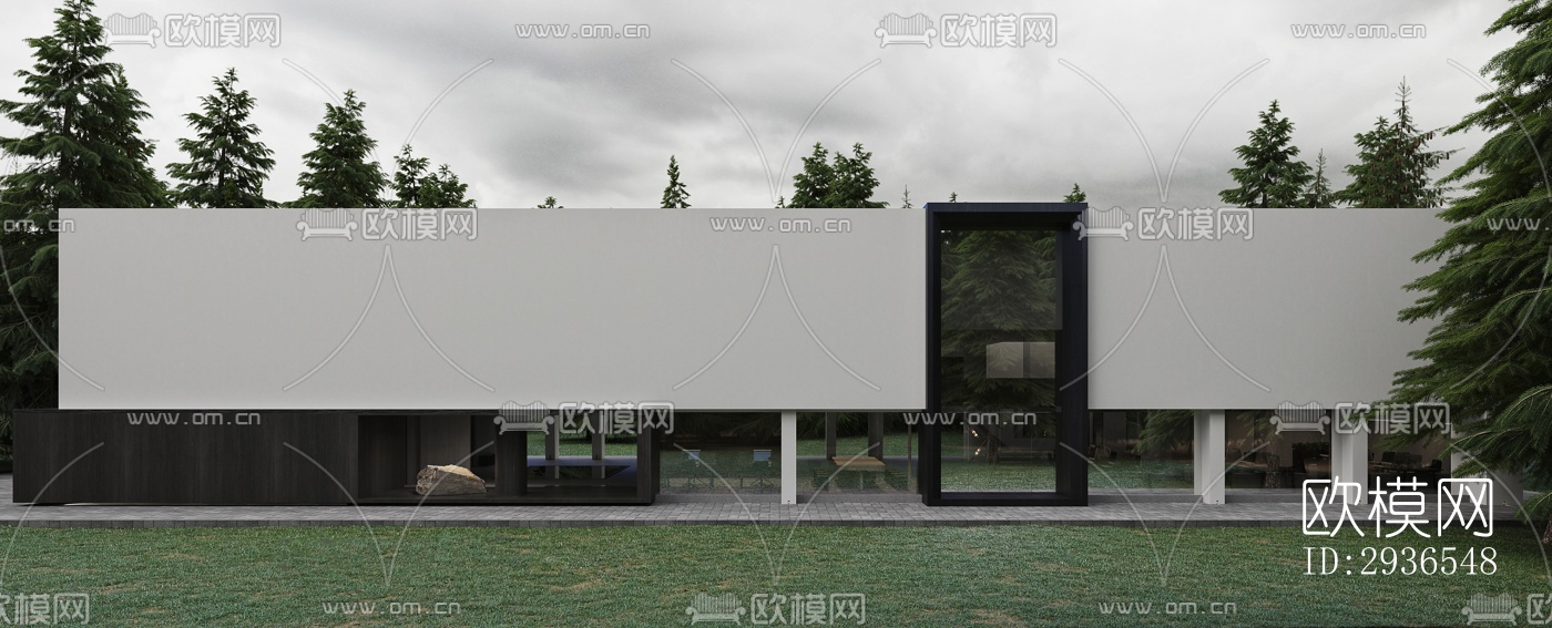 现代商务大堂效果图下载（渲染图1）