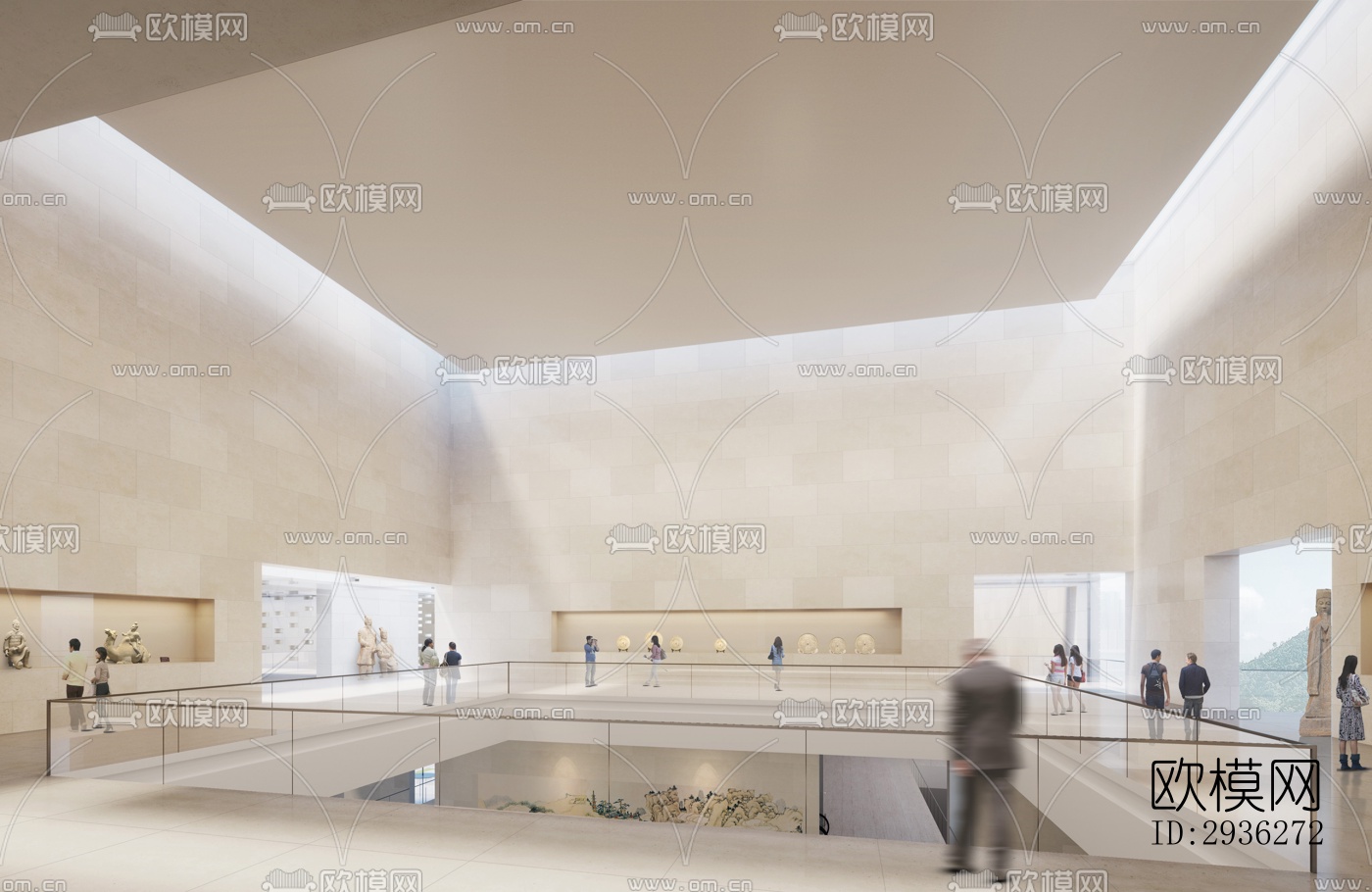 新中式美术博物馆效果图下载（渲染图2）