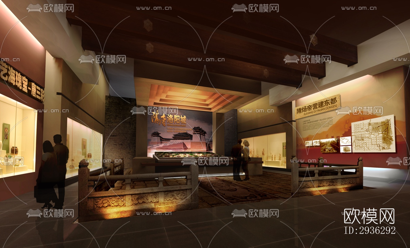 新中式美术博物馆效果图下载（渲染图3）