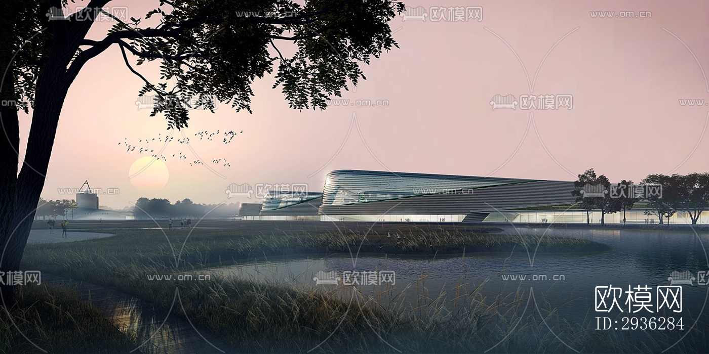 新中式美术博物馆效果图下载（渲染图3）