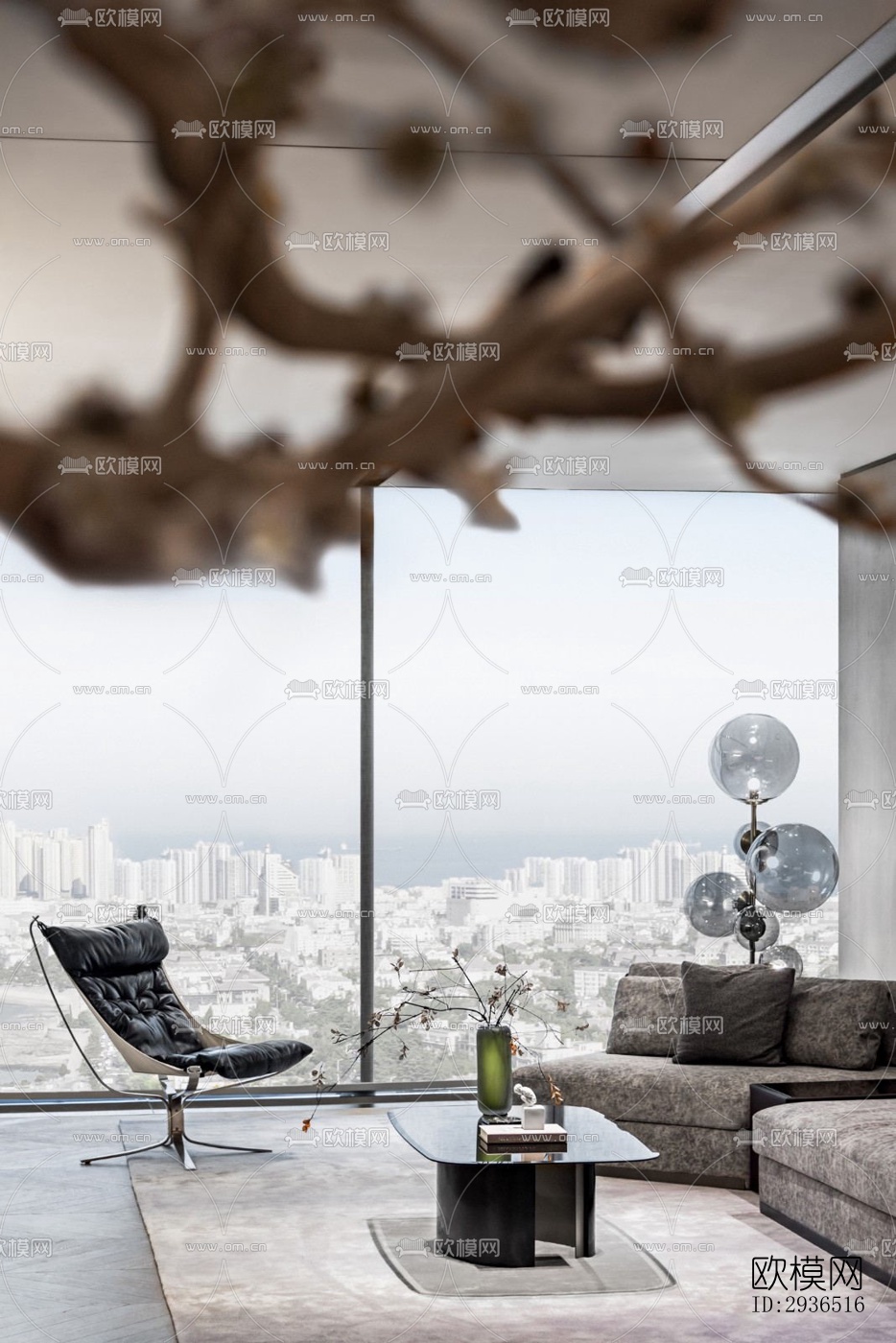 现代办公区效果图下载（渲染图11）