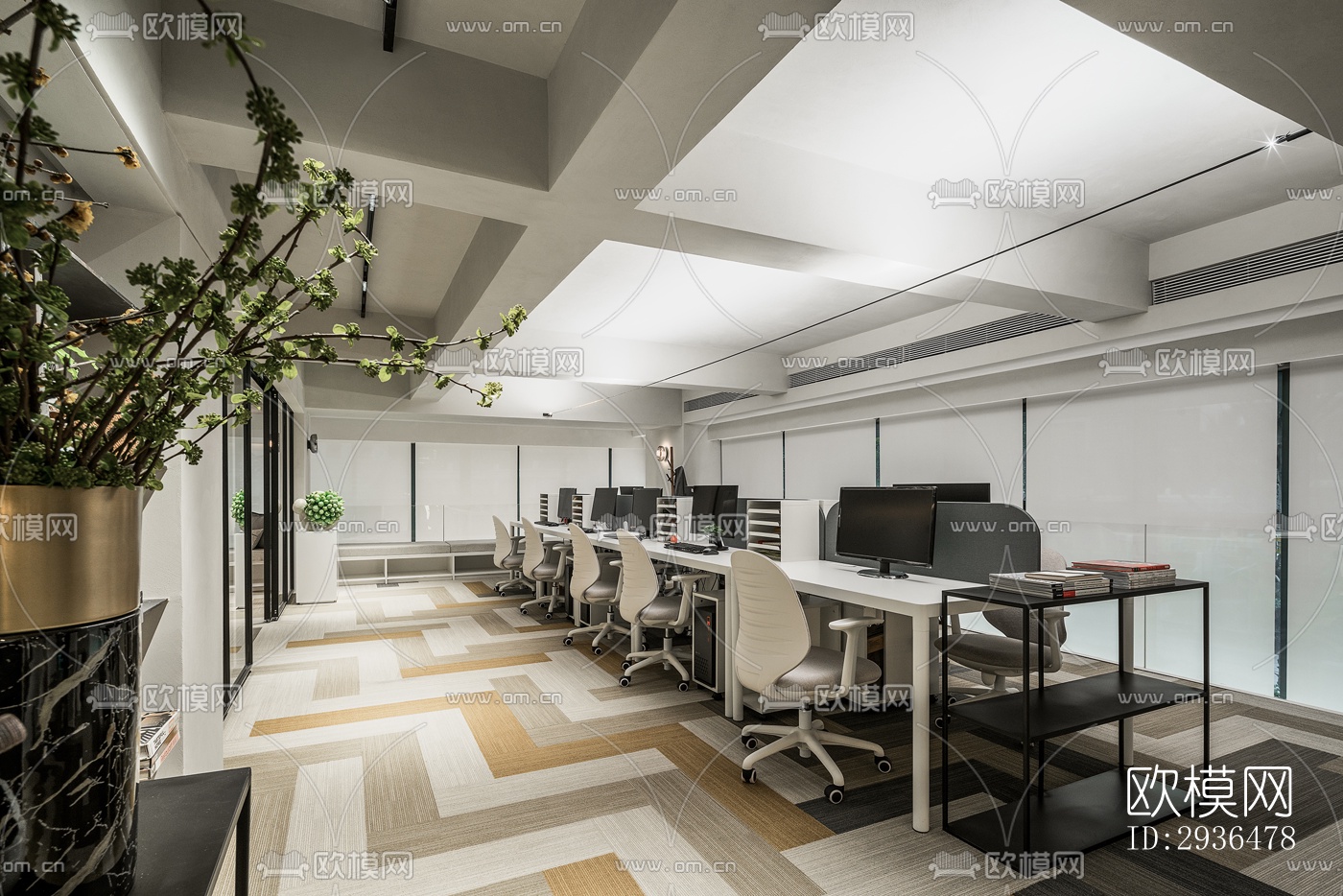 现代办公区效果图下载（渲染图16）