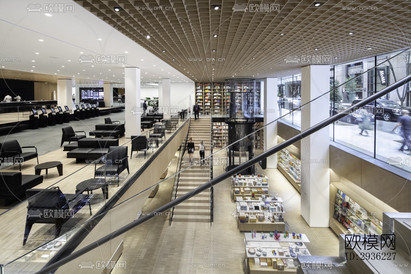 现代图书馆效果图下载（渲染图14）