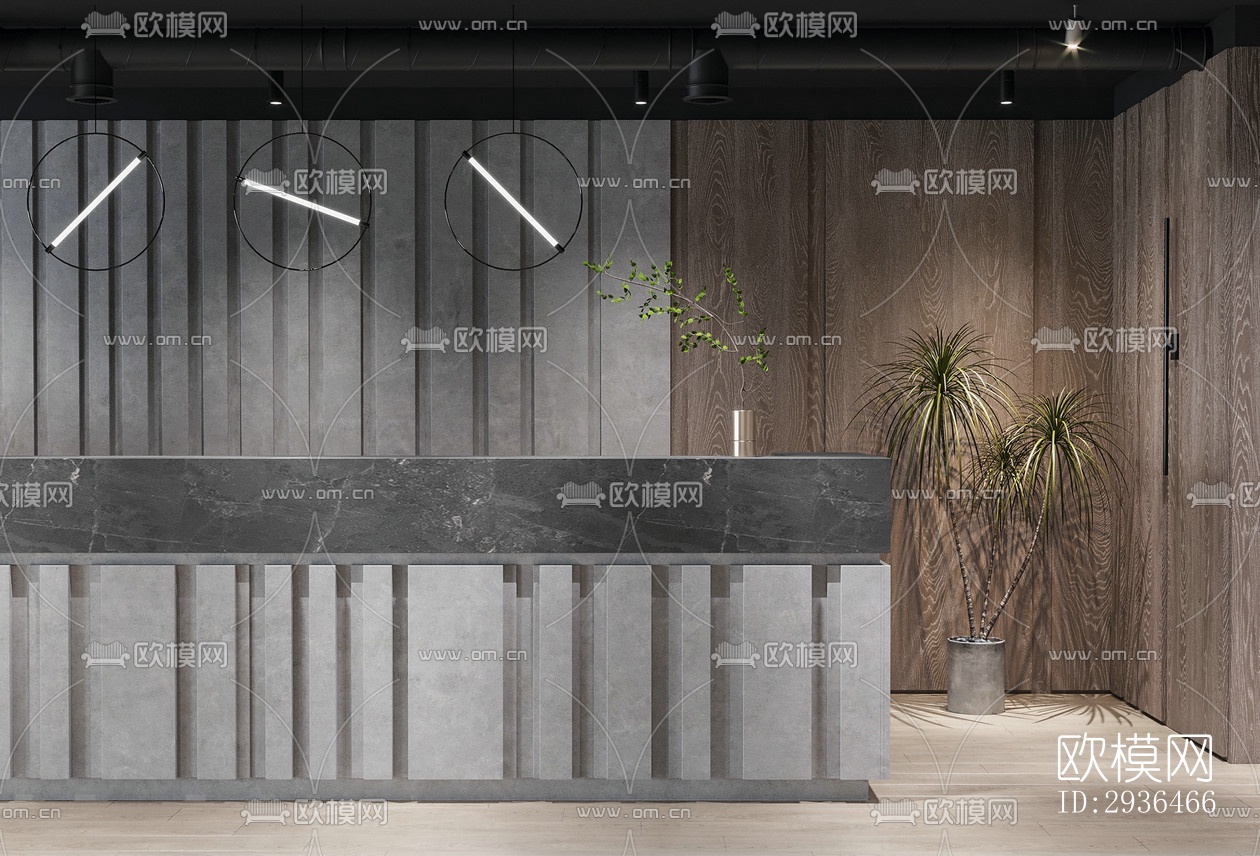 现代办公区效果图下载（渲染图2）