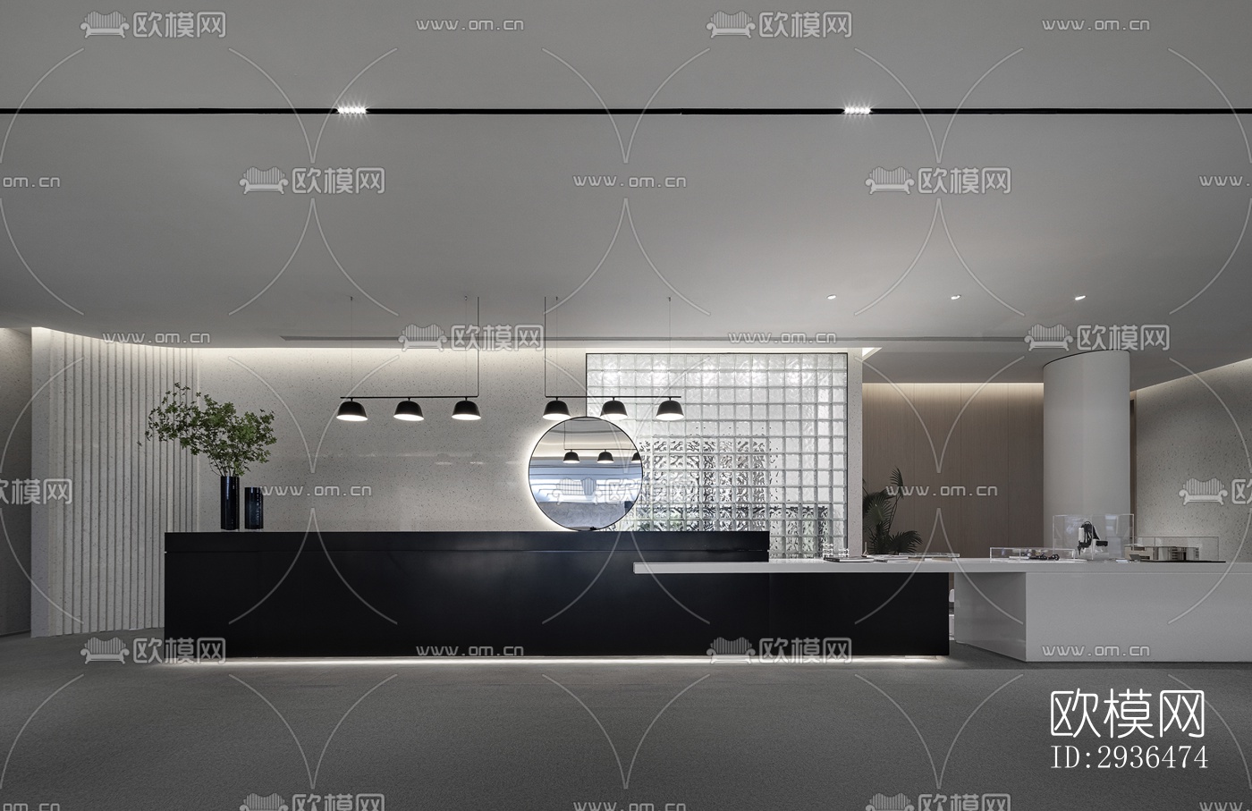 现代办公区效果图下载（渲染图3）