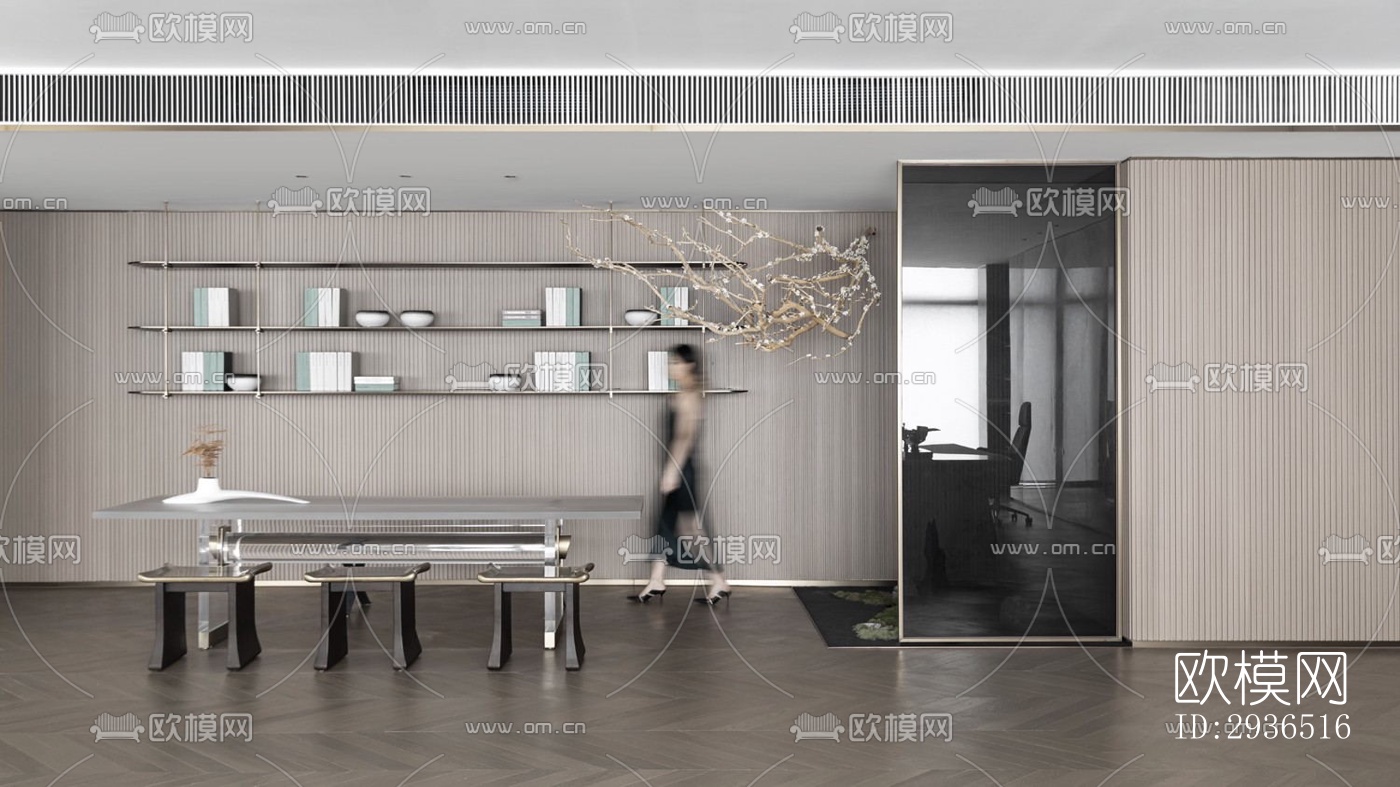 现代办公区效果图下载（渲染图14）