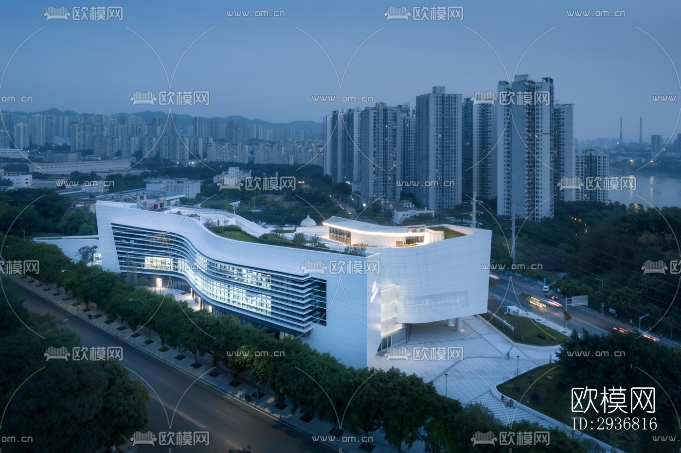 现代文体建筑效果图下载（渲染图8）