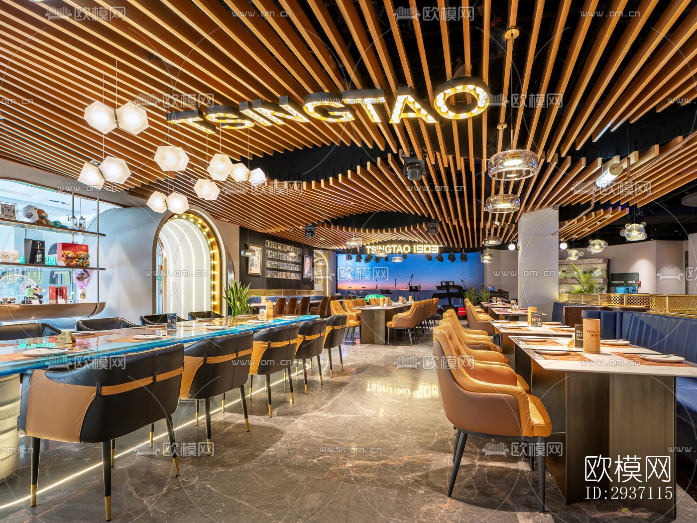 后现代西餐厅效果图下载（渲染图6）