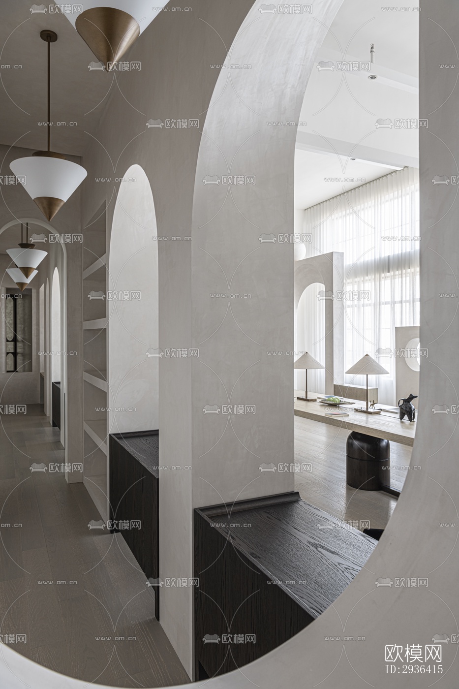 侘寂办公区效果图下载（渲染图13）