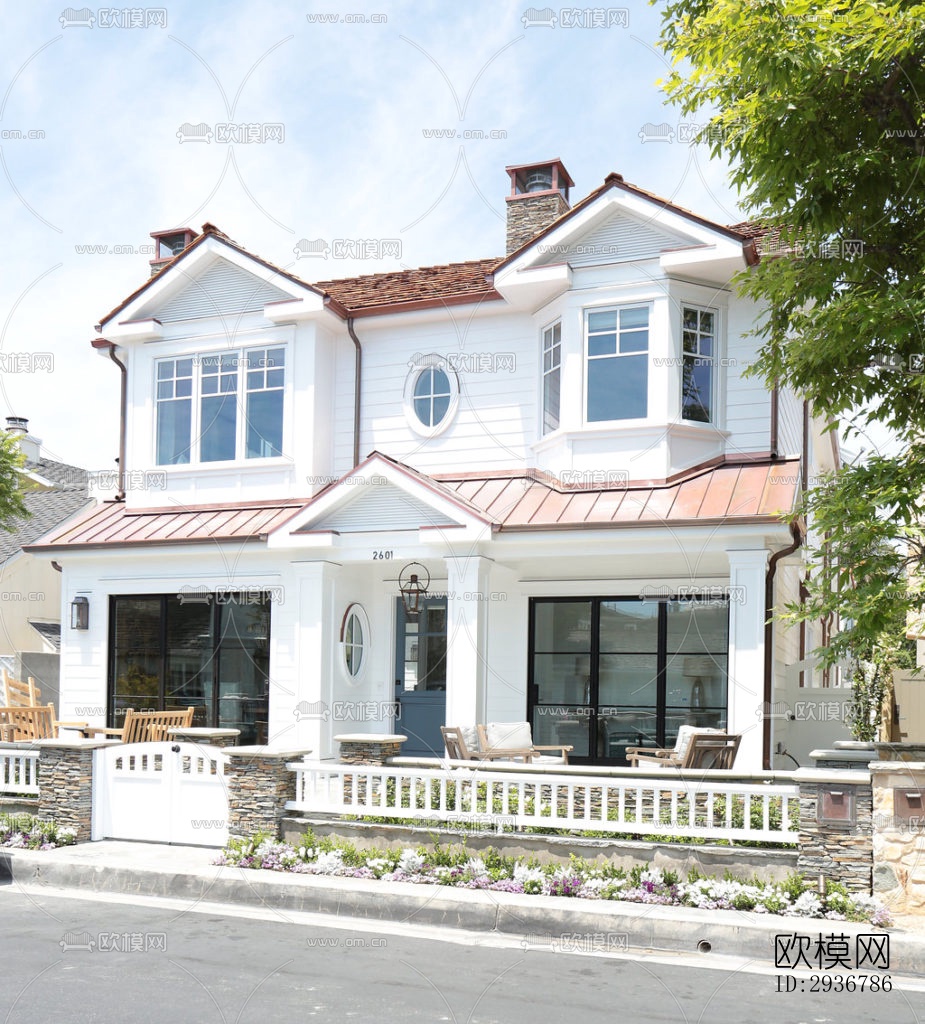 美式居住建筑效果图下载（渲染图13）