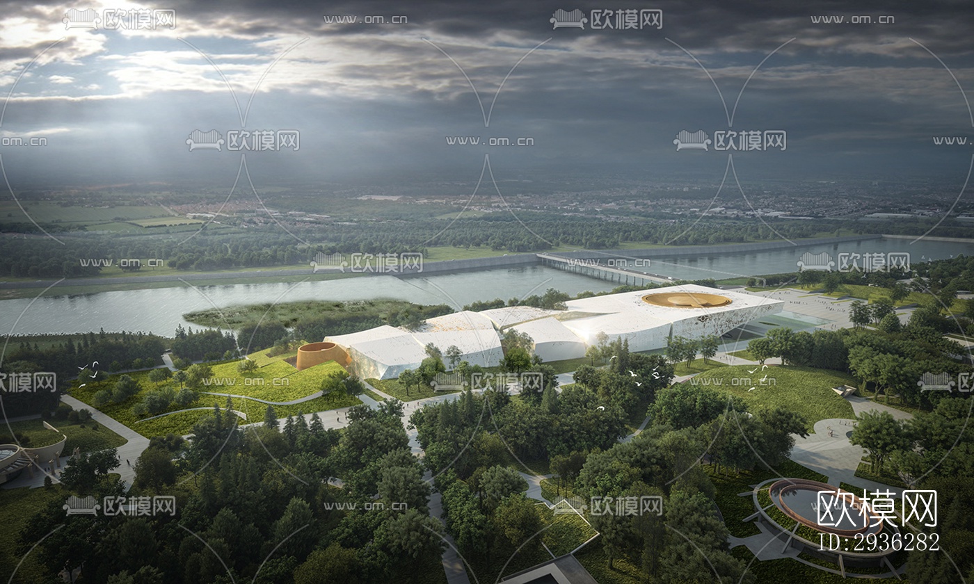 新中式美术博物馆效果图下载（渲染图1）