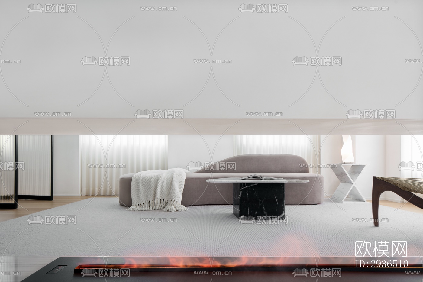 现代办公区效果图下载（渲染图1）