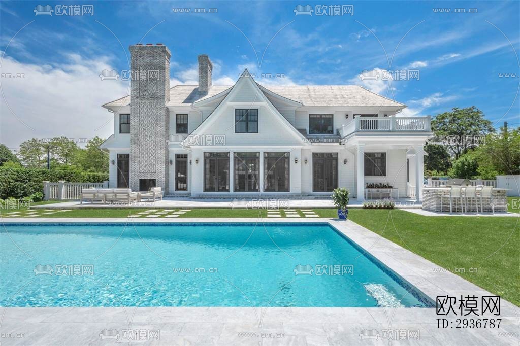 美式居住建筑效果图下载（渲染图20）