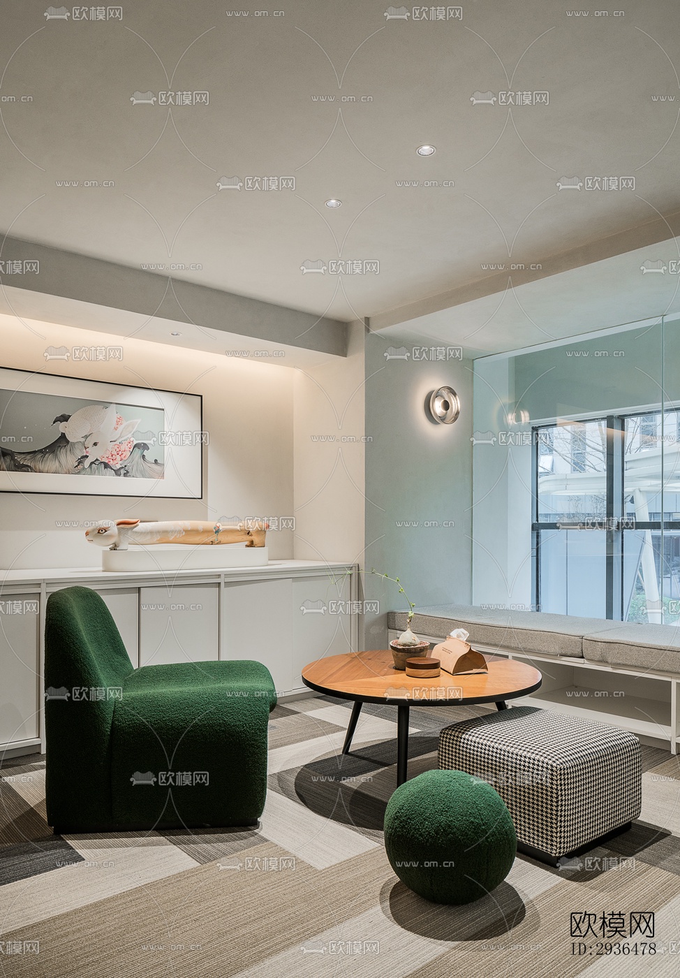 现代办公区效果图下载（渲染图19）