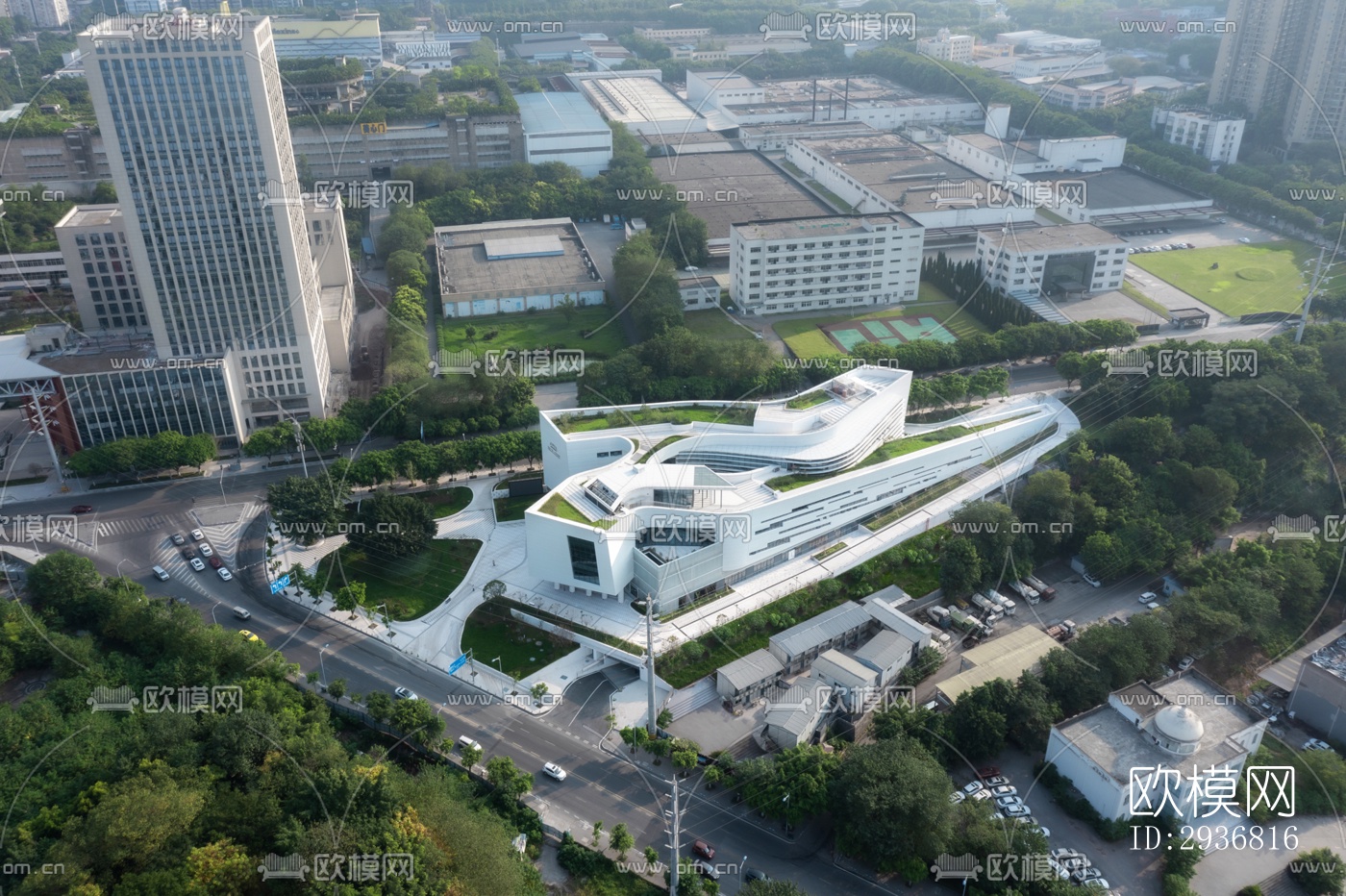 现代文体建筑效果图下载（渲染图3）