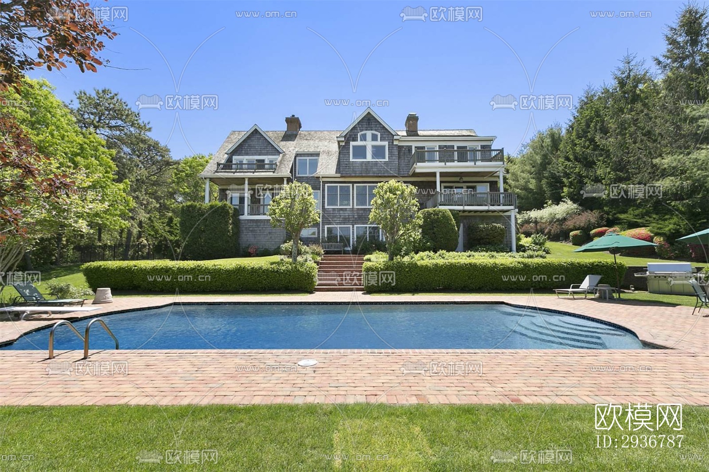 美式居住建筑效果图下载（渲染图2）