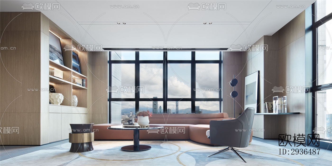 现代办公区效果图下载（渲染图15）