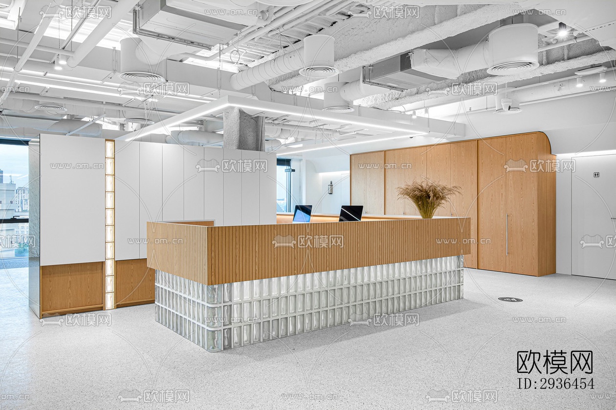 现代办公区效果图下载（渲染图3）