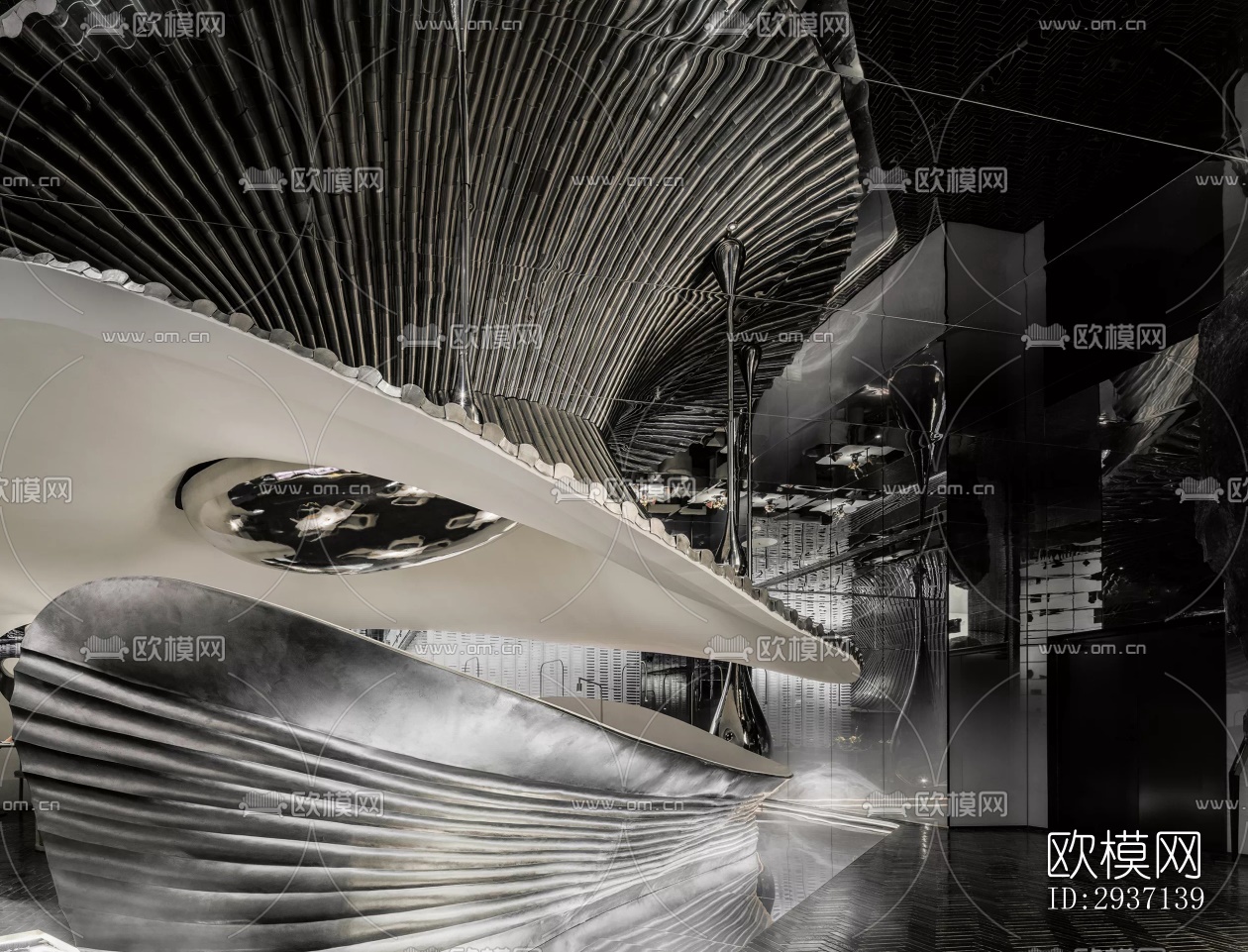 高级灰西餐厅效果图下载（渲染图19）