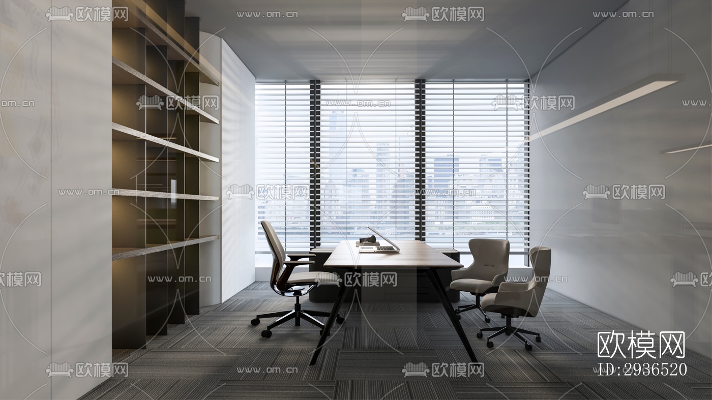 现代办公区效果图下载（渲染图12）